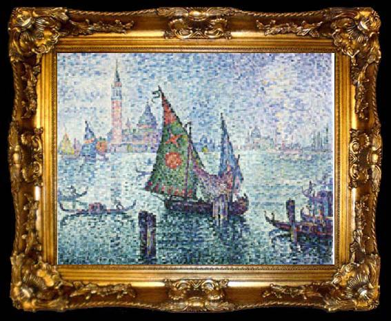 framed  Paul Signac The Green Sail,Venice, ta009-2